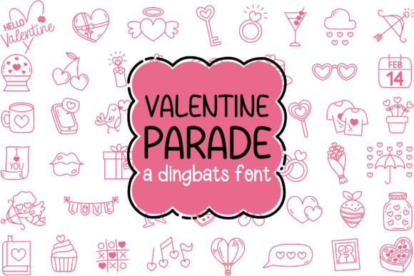 Valentine Parade Font: Whimsical Dingbats for Crafters